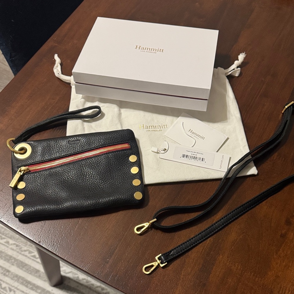 Hammitt Black Wristlet with Gold Details